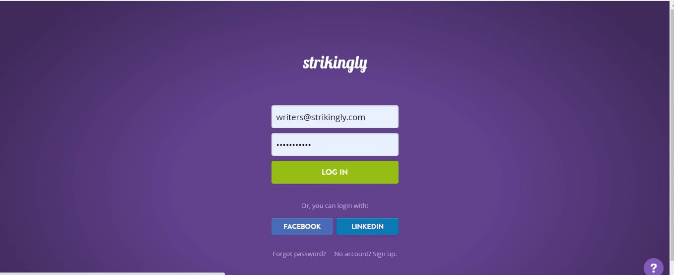 Strikingly Log in Page Strikingly Log in Page